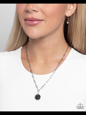 Paparazzi Silver Black Orbital Pendant Necklace
